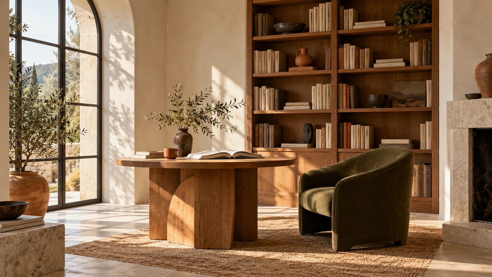 Illustration : un espace calme pour lire, avec des livres et une table en bois